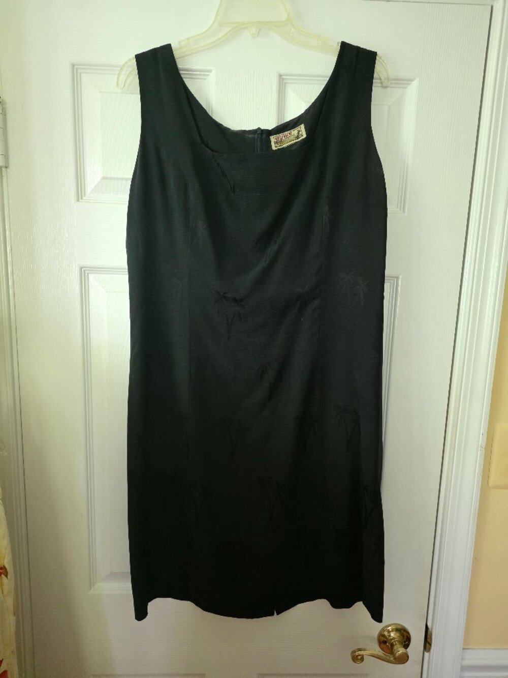 TIKI black silk tone-on-tone print short dress